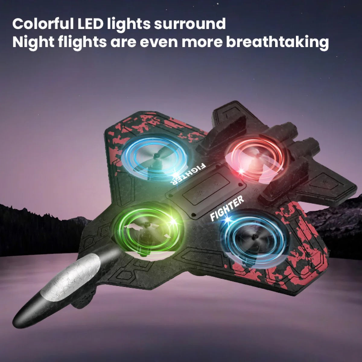 Fighter Jet RC Drone Toy for Kids – LED Lights &amp; Remote Control Aircraft